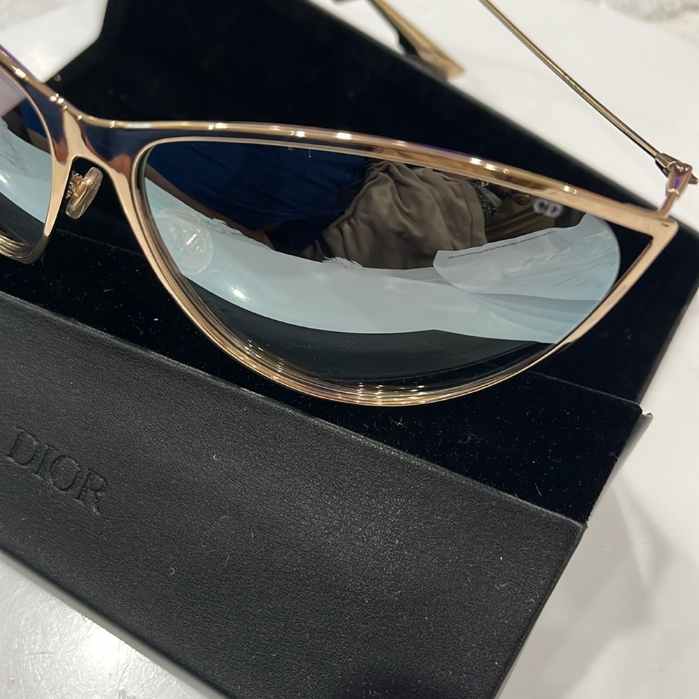 AUTHENTIC DIOR NEW MOTARD GOLD/GREY SHADED SILVER MIRRORED SUNGLASSES 0001C - Picture 3 of 6